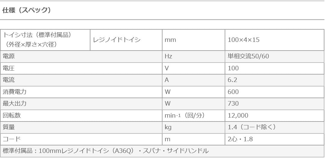 HiKOKI(ハイコーキ) 電気ディスクグラインダー 100mm 600W 100V FG10SS2 スライドスイッチモデル