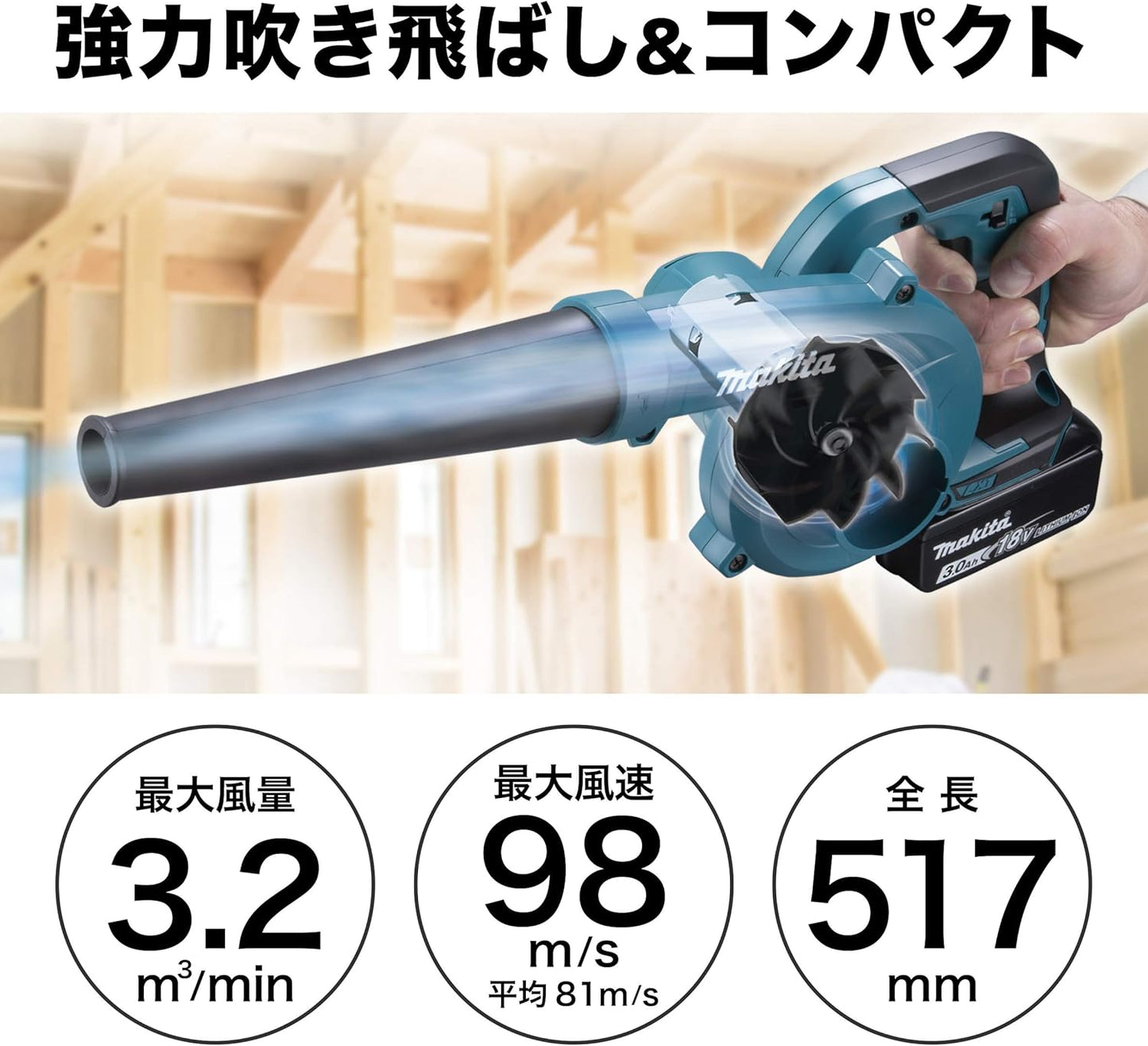 マキタ(Makita) 18V 充電式ブロワ UB185DZ 本体のみ バッテリ・充電器別売