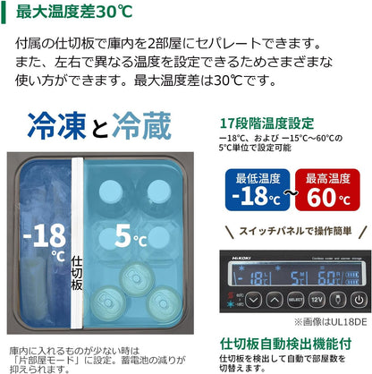 HiKOKI(ハイコーキ) 14.4/18V コードレス 冷温庫 UL18DD 10.5L サンドベージュ 蓄電池1個付 USB-A/C AC/DC対応