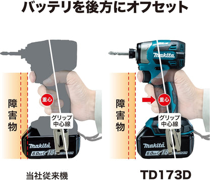 マキタ(Makita) 充電式インパクトドライバ 18V 6Ah 黒 バッテリ2本・充電器・ケース付 TD173DRGXB